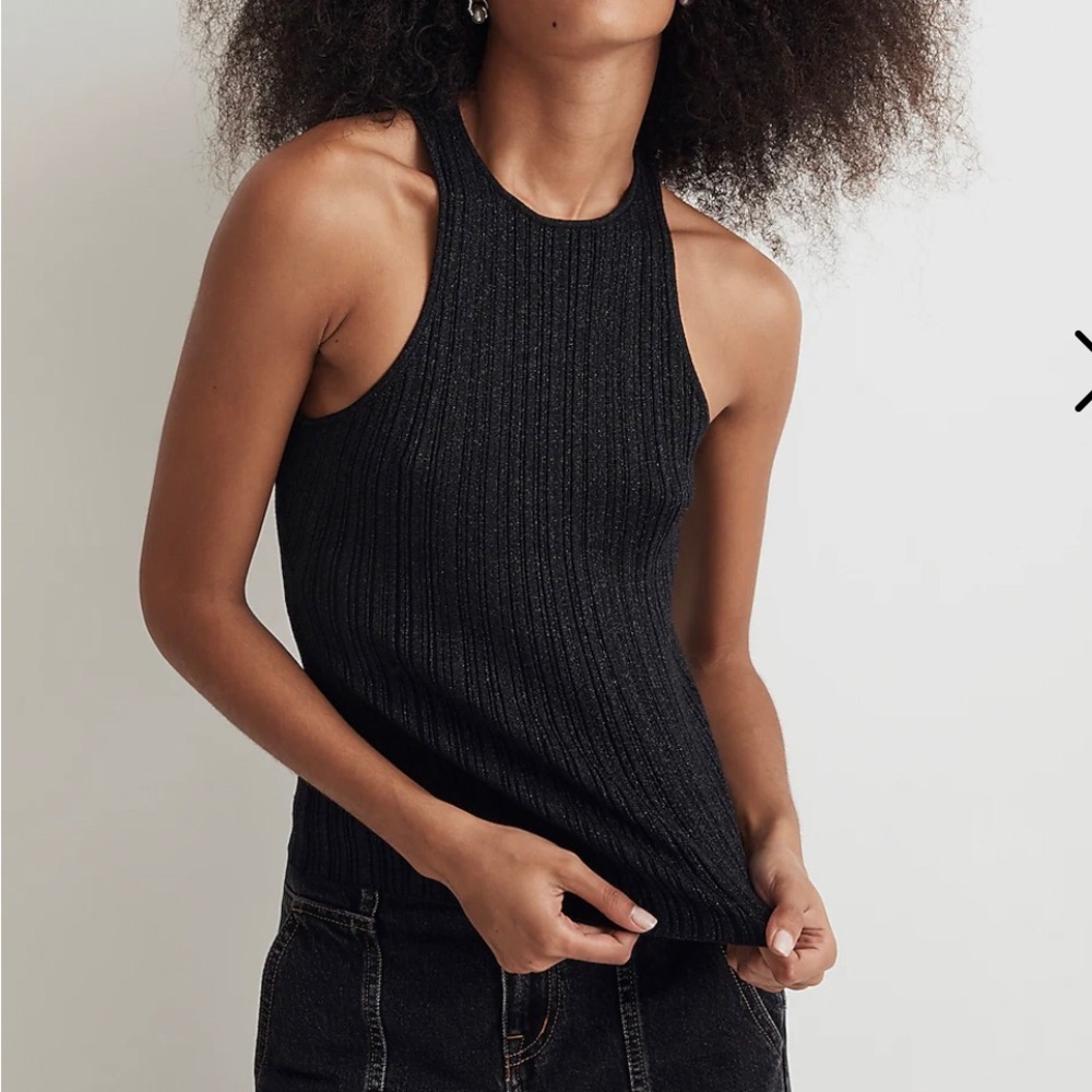 Madewell The Signature Shimmer Knit Cutaway Sweater Tank